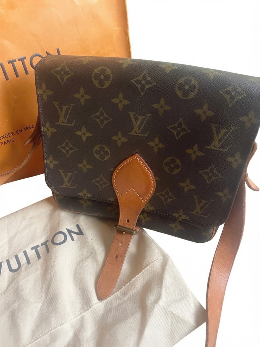 *Authentic* LOUIS VUITTON Cartouchiere Monogram Crossbody Bag + Extras LV